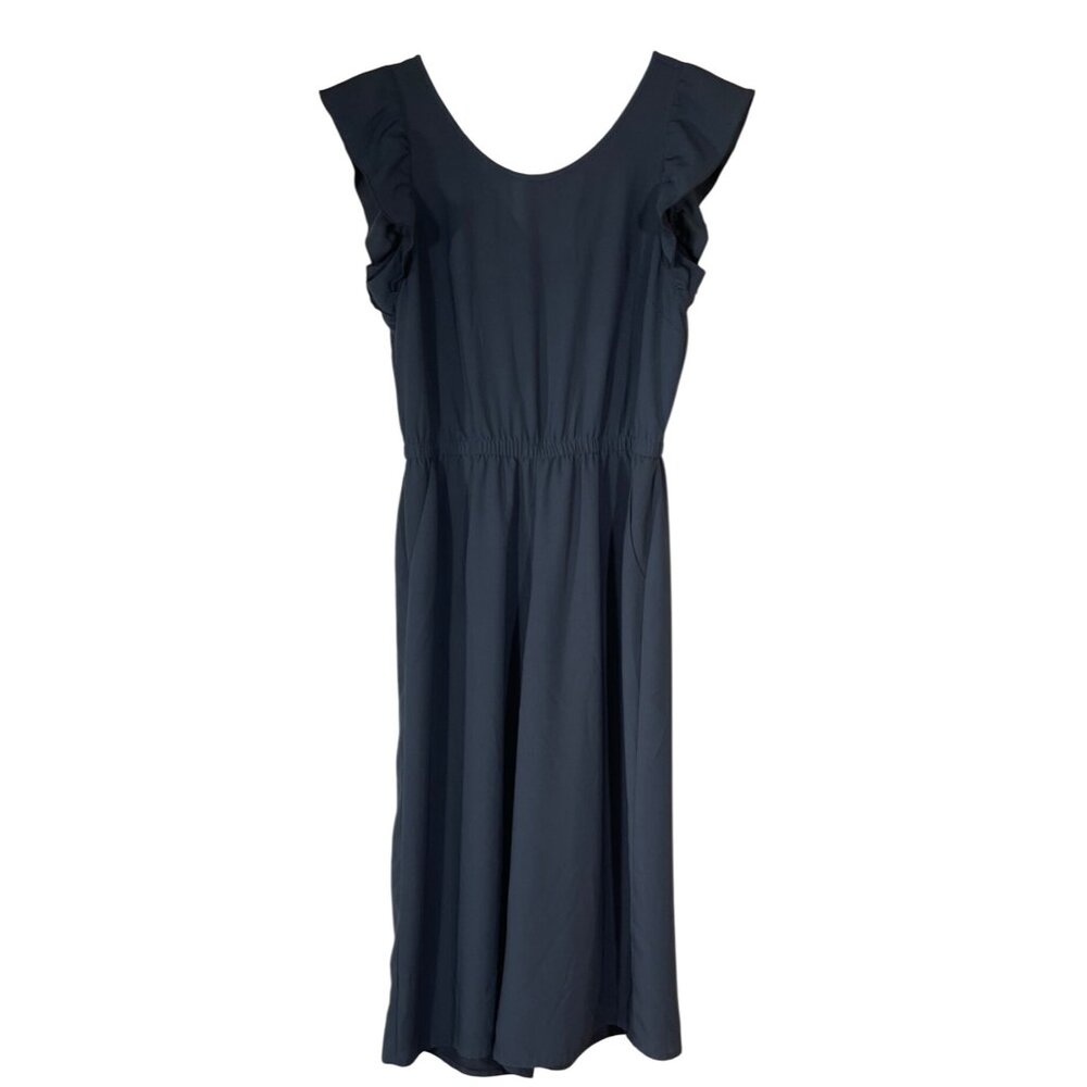 Loft Outlet Wide Leg Jumpsuit Slate Blue Sleeveless Size 6 Cropped